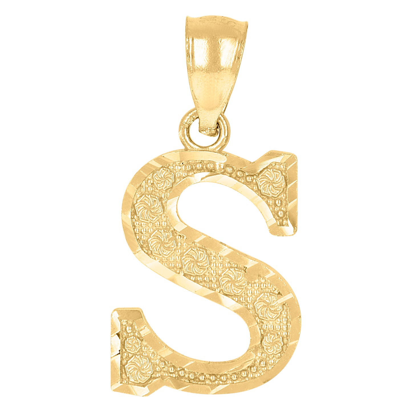 10K Yellow Gold Unisex Initial Alphabet Charm Pendant