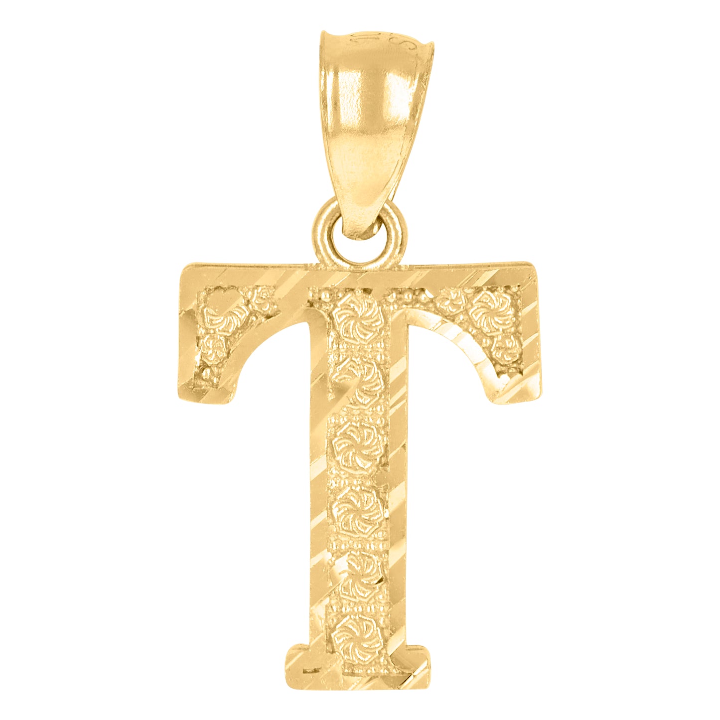10K Yellow Gold Unisex Initial Alphabet Charm Pendant