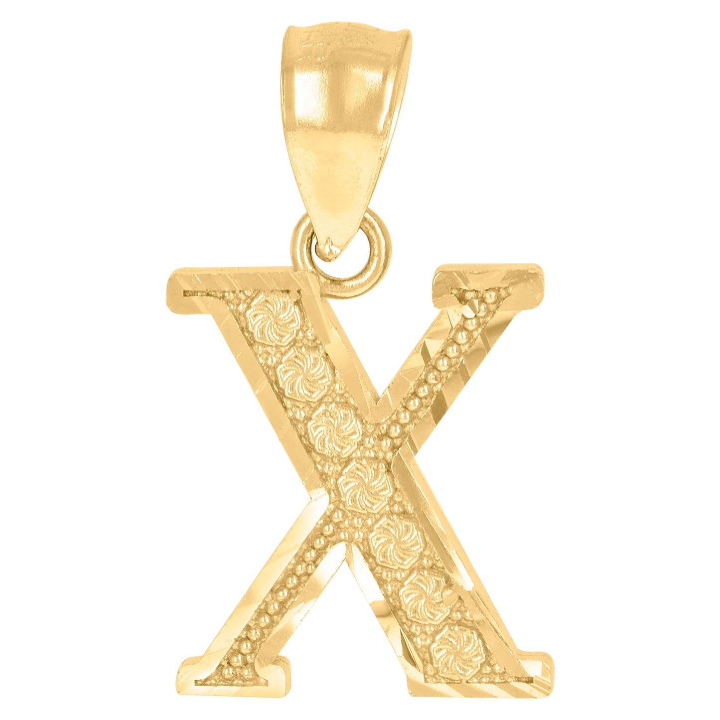 10K Yellow Gold Unisex Initial Alphabet Charm Pendant