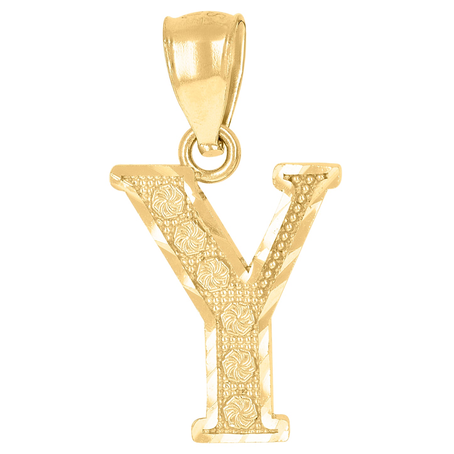 10K Yellow Gold Unisex Initial Alphabet Charm Pendant