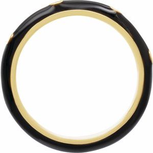14K Yellow Gold Black Enamel 7 3.66 Mm Polished 0.05 Ctw Natural Diamond & Black Enamel Ring Size 7