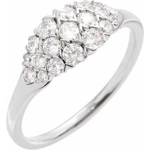 14K White Gold Natural Diamond Round 2.5 Mm Natural Diamond Polished 1/2 Ctw Natural Diamond Cluster Ring Size 7
