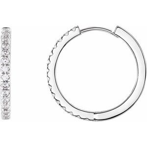 14K White Gold Pair Round Shape 1.4Mm Si1-Si2, Gh 3/8 Ctw Lab-Grown Diamond Hoop Earrings, Length: 17.4 Mm, Thickness: 1.7 Mm