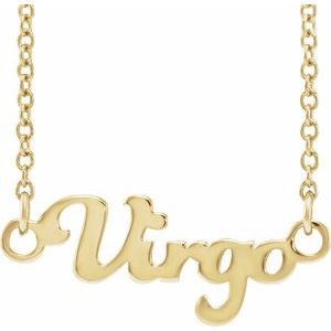 14K Yellow Gold Virgo 18.53 X 7.54 Mm 18 In Polished Virgo Necklace