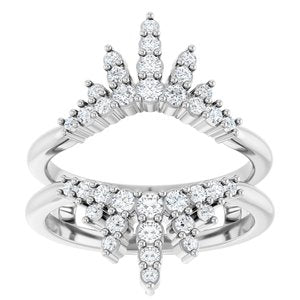 14K White Gold Round Polished 1/2 Ctw Natural Diamond Ring Guard Size 7