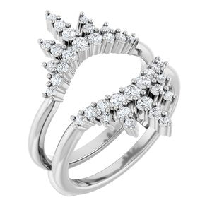 14K White Gold Round Polished 1/2 Ctw Natural Diamond Ring Guard Size 7