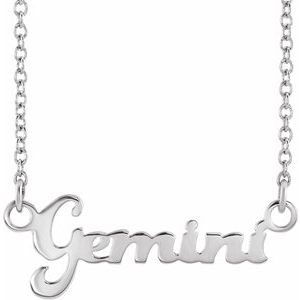 Sterling Silver Gemini 21.74 X 7.97 Mm 18 In Polished Gemini Necklace