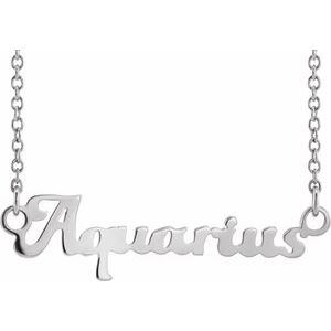 Sterling Silver Aquarius 26.75 X 7.49 Mm 18 In Polished Aquarius Necklace