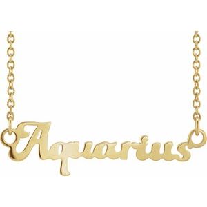 14K Yellow Gold Aquarius 26.75 X 7.49 Mm 18 In Polished Aquarius Necklace