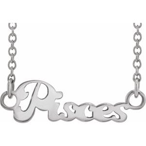 Sterling Silver Pisces 17.84 X 5.34 Mm 18 In Polished Pisces Necklace