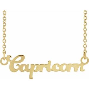 14K Yellow Gold Capricorn 26.93 X 7.59 Mm 18 In Polished Capricorn Necklace
