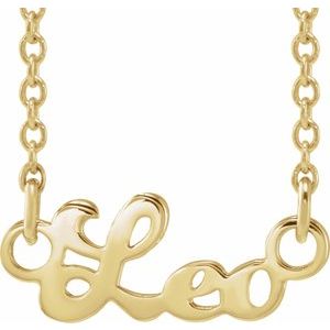 14K Yellow Gold Leo 13.15 X 5.23 Mm 18 In Polished Leo Necklace