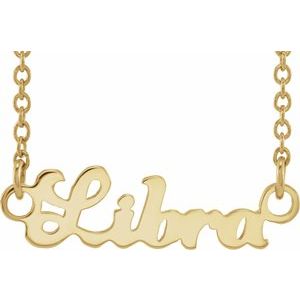 14K Yellow Gold Libra 18.46 X 5.31 Mm 18 In Polished Libra Necklace