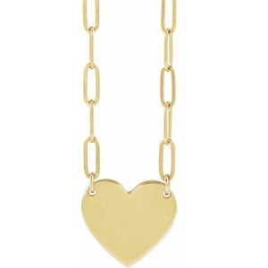 14K Yellow Gold 12 X 11 Mm 18 In Polished Engravable Heart Necklace