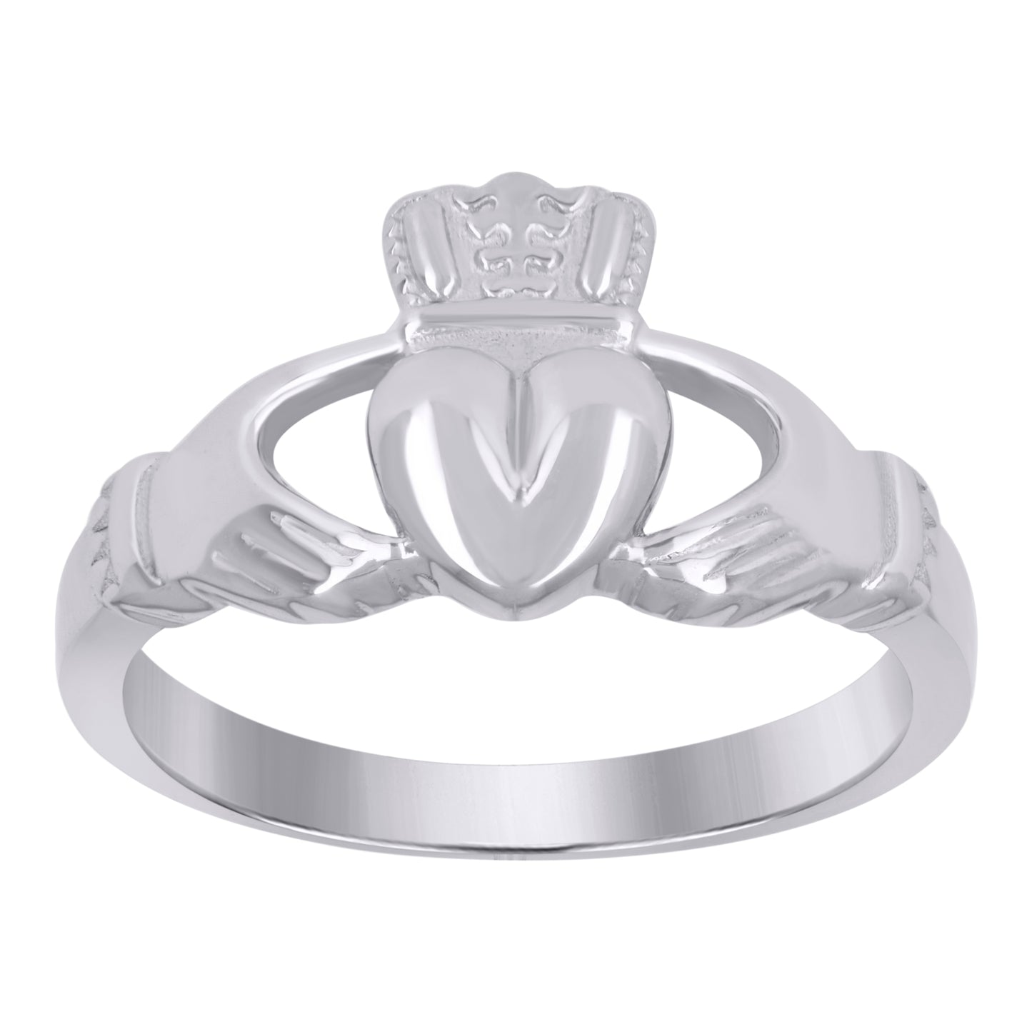 Sterling Silver Womens Heart Claddagh Bridal Anniversary Wedding Engagement Band Ring Size 6 To 9