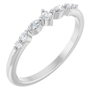 14K White Gold Natural Diamond Round 2 Mm Natural Diamond Polished 1/8 Ctw Natural Diamond Stackable Ring Size 7