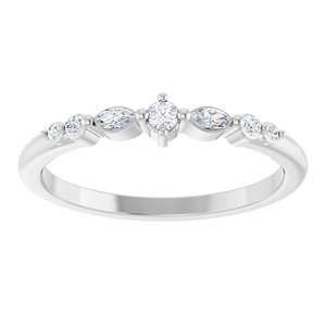 14K White Gold Natural Diamond Round 2 Mm Natural Diamond Polished 1/8 Ctw Natural Diamond Stackable Ring Size 7