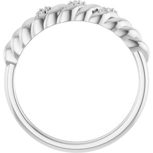 14K White Gold Natural Diamond Round 1 Mm Polished .04 Ctw Natural Diamond Dome Ring Size 7