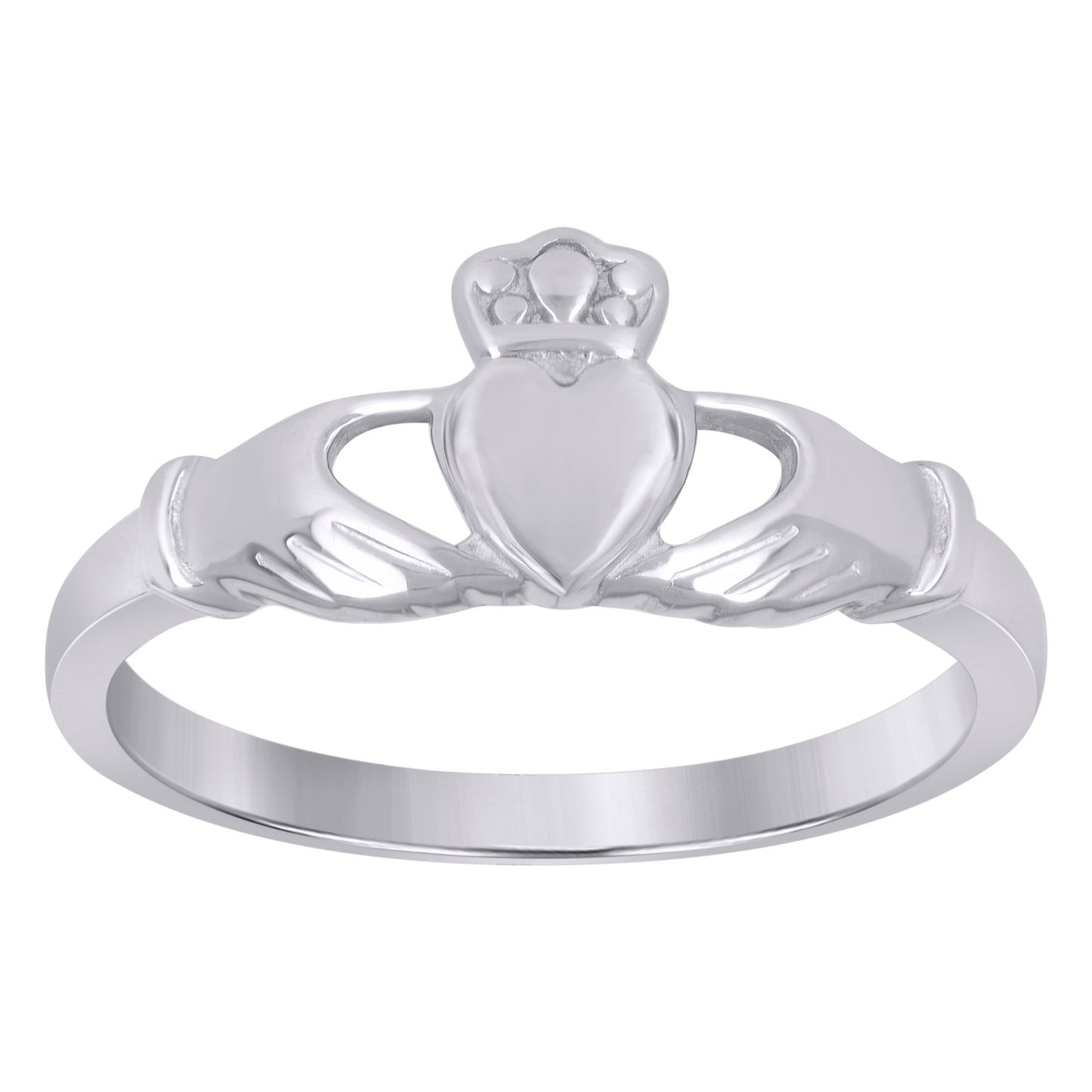 Sterling Silver Women's Heart Claddagh Bridal Anniversary Wedding Engagement Band Ring Size 6 To 9