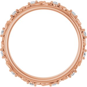 14K Rose Gold Round 1.5 Mm G-H Si2-Si3 1/6 Ctw Natural Diamond Floral Band Size 7
