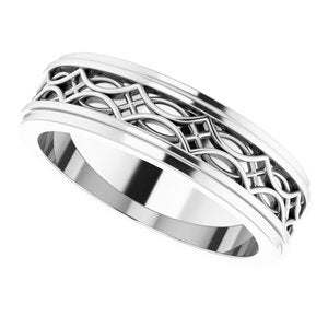 Sterling Silver Stepped-Edge Sculptural Flat Band