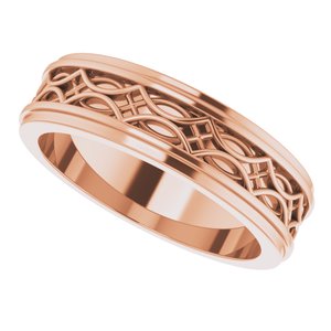 18k Yellow Or White Or Rose Gold Stepped-Edge Sculptural Flat Band