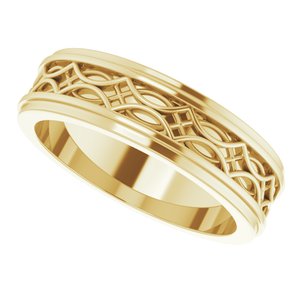 18k Yellow Or White Or Rose Gold Stepped-Edge Sculptural Flat Band