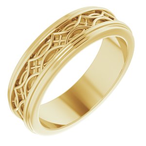 10k Yellow Or White Or Rose Gold Stepped-Edge Sculptural Flat Band