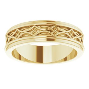 10k Yellow Or White Or Rose Gold Stepped-Edge Sculptural Flat Band