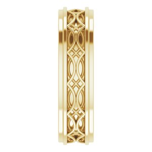 18k Yellow Or White Or Rose Gold Stepped-Edge Sculptural Flat Band