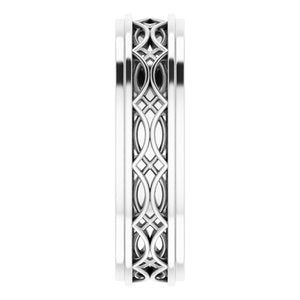 Sterling Silver Stepped-Edge Sculptural Flat Band