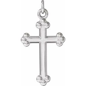 14K White Gold 12 X 7.8 Mm Polished Cross Pendant
