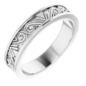 14K White Gold 4.41 Mm Polished Sculptural Band Size 7
