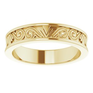 14K Yellow Gold 4.41 Mm Polished Sculptural Band Size 7