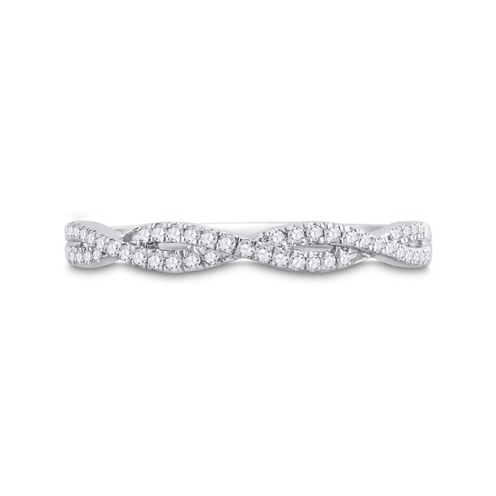 14K White Gold Womens Round Diamond Twist Stackable Band Ring 1/6 Cttw, Womens Size: 5-10
