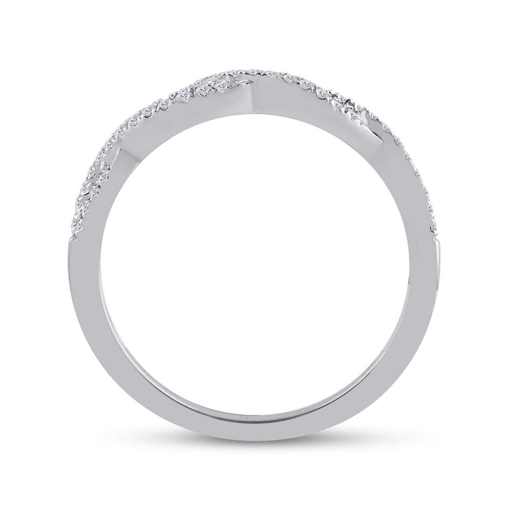 14K White Gold Womens Round Diamond Twist Stackable Band Ring 1/6 Cttw, Womens Size: 5-10