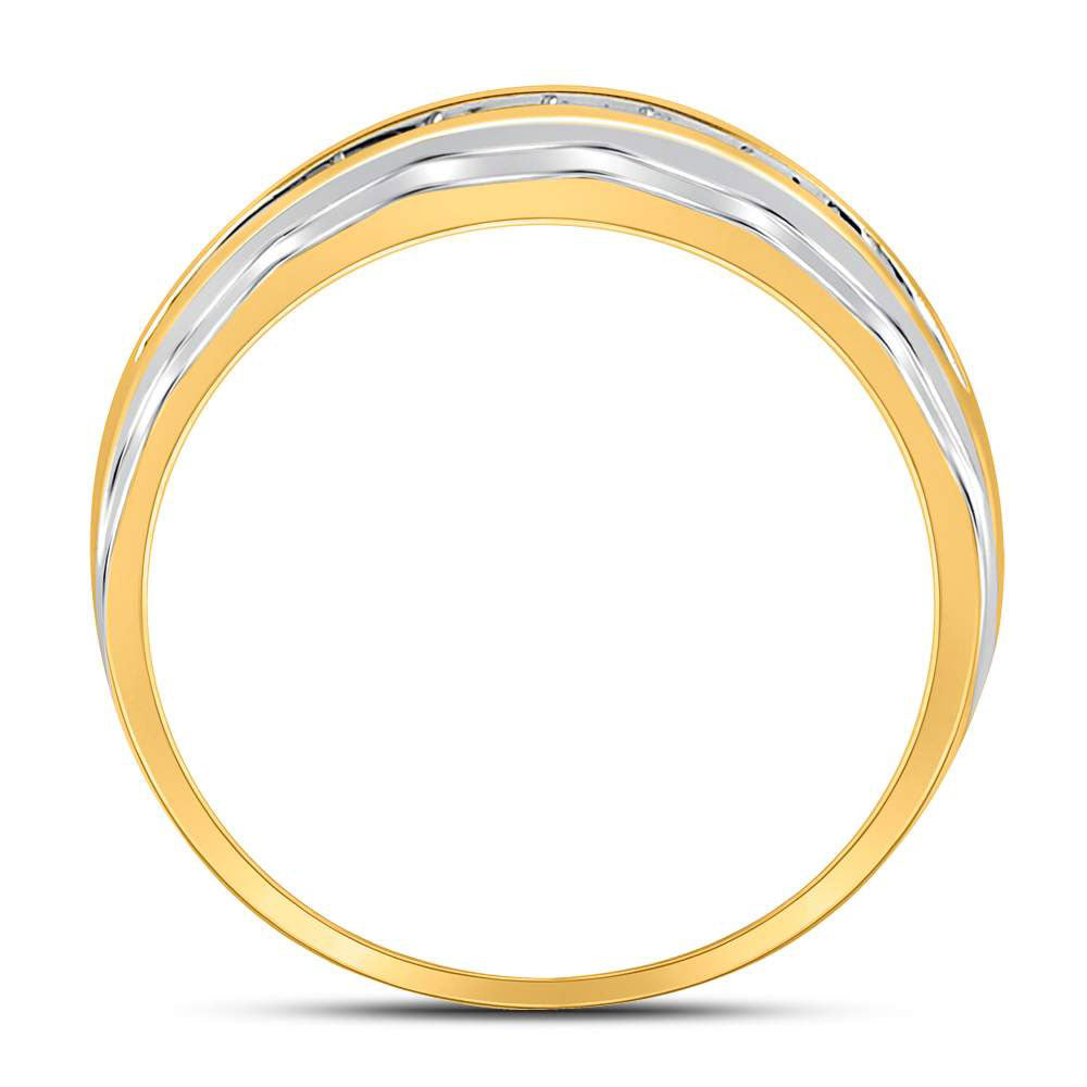 10K Two-tone Gold Mens Round Diamond Wedding Band Ring 1/4 Cttw, Mens Size: 7-13