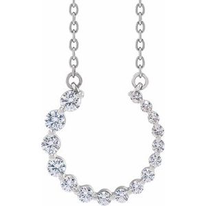 14K White Gold Round 2.4Mm G-H I1 3/8 Ctw Natural Diamond Adjustable Necklace, Length: 18 In
