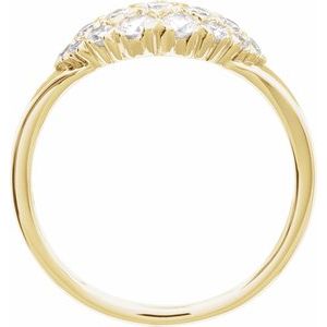 14K Yellow Gold Natural Diamond Round 2.5 Mm Natural Diamond Polished 1/2 Ctw Natural Diamond Cluster Ring Size 7
