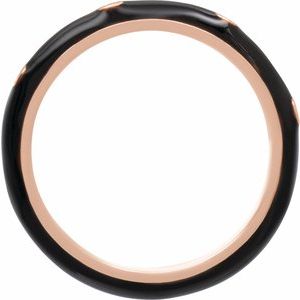 14K Rose Gold Black Enamel 7 3.66 Mm Polished 0.05 Ctw Natural Diamond & Black Enamel Ring Size 7