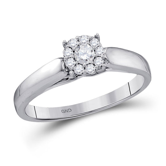 10K White Gold Round Diamond Solitaire Bridal Wedding Engagement Ring 1/5 Cttw, Womens Size: 5-10