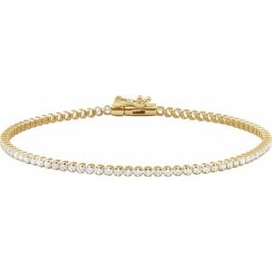 14K Yellow Gold Round 1.7Mm G-H Si1-Si2 1 5/8 Ctw Lab-Grown Diamond Line Bracelet, Length: 7 In