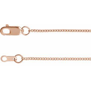 14K Yellow Or White Or Rose Gold Or Sterling Silver 1 mm Lobster Clasp Diamond-Cut Curb Chain