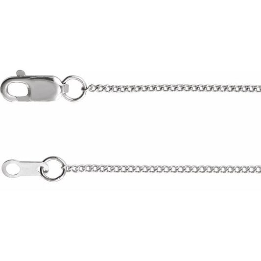 Sterling Silver 1 Mm 7 In Lobster Clasp Diamond-Cut Curb Chain