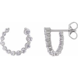14K White Gold 12 X 12 Mm Lab-Grown Diamond Round 2.1Mm Pair Friction Backs Polished 1/2 Ctw Lab-Grown Diamond Front-Back Earrings