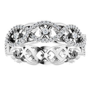 14K White Gold Round 1.5 Mm G-H Si2-Si3 3/8 Ctw Natural Diamond Vintage-Inspired Eternity Band Size 7