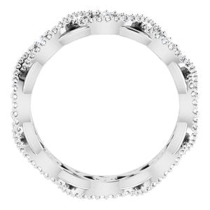 14K White Gold Round 1.5 Mm G-H Si2-Si3 3/8 Ctw Natural Diamond Vintage-Inspired Eternity Band Size 7