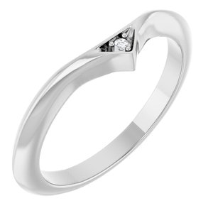 14K White Gold Round 1.2 Mm Polished Accent Natural Diamond Matching Band Size 7