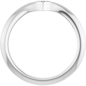 14K White Gold Round 1.2 Mm Polished Accent Natural Diamond Matching Band Size 7