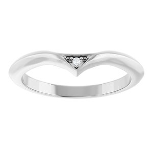 14K White Gold Round 1.2 Mm Polished Accent Natural Diamond Matching Band Size 7